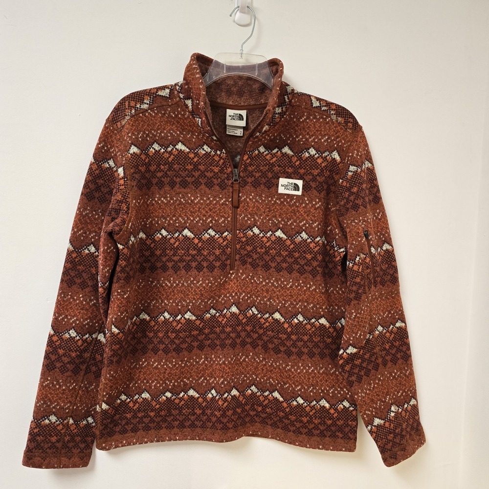 The North Face Fleece Mens Size M Sweater Gordon Lyons 1/2 Zip Mountain Print